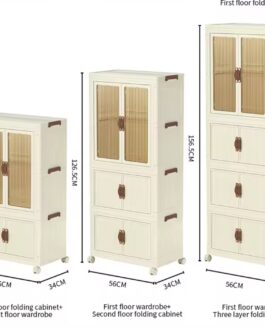 Armoire de Rangement Organisateur  Modulaire  , 4 compartiments avec Portes Transparentes et Roulettes en platique (Copie)