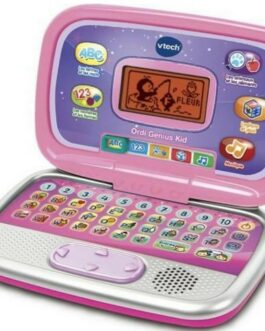 VTECH-  Ordi Genius Kid ROSE, Ordinateur Enfant avec Écran Rétroéclairé, 20 Activités et Jeux Évolutifs, Jouet Éducatif, Cadeau Enfant de 3 Ans à 7 Ans – Contenu en Français Rose