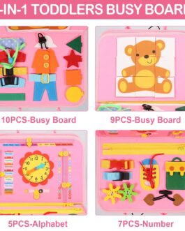 Busy Board Montessori Toys, Tableau sensoriel Activités éducatives pour l’apprentissage de la motricité fine, ROSE