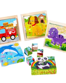 1 pièce,12 blocs Montessori Puzzle 3D à six faces, cubes, jouets en bois pour enfant,